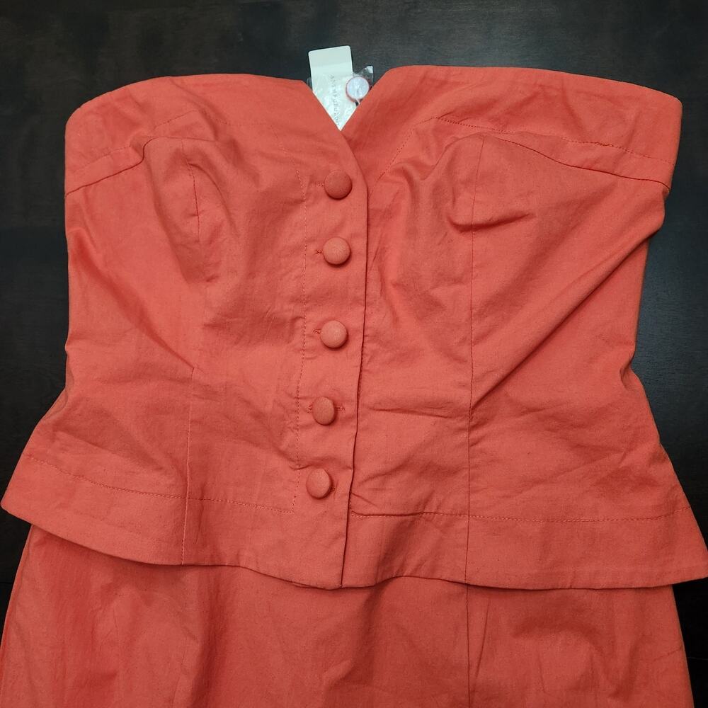 NWT Maeve Anthropologie Corset Top Midi Orange Dress Size 8 - Picture 3 of 9